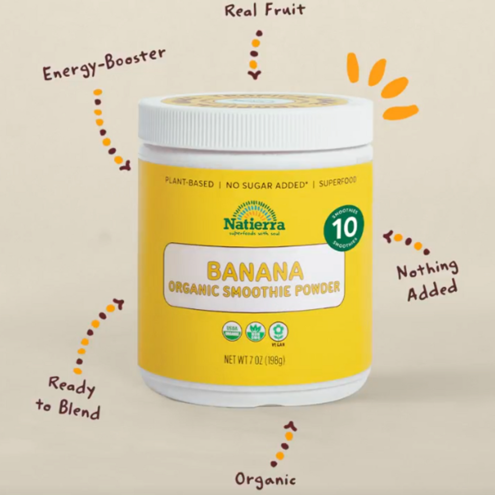 Banana organic smoothie powder jar