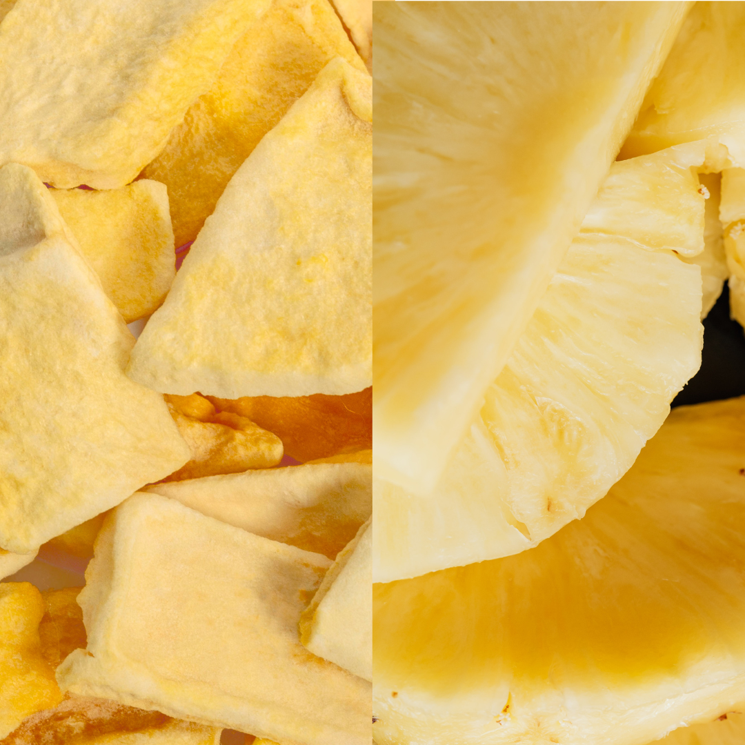 freeze dried pineapple and fresh pineapple