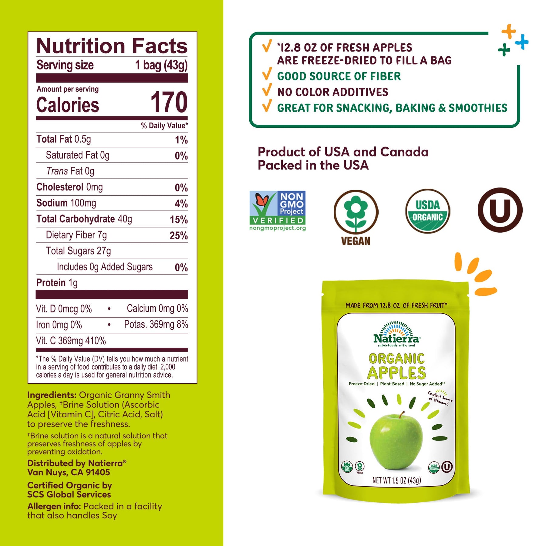 Nutritional Fact Panel Information of Organic Apple