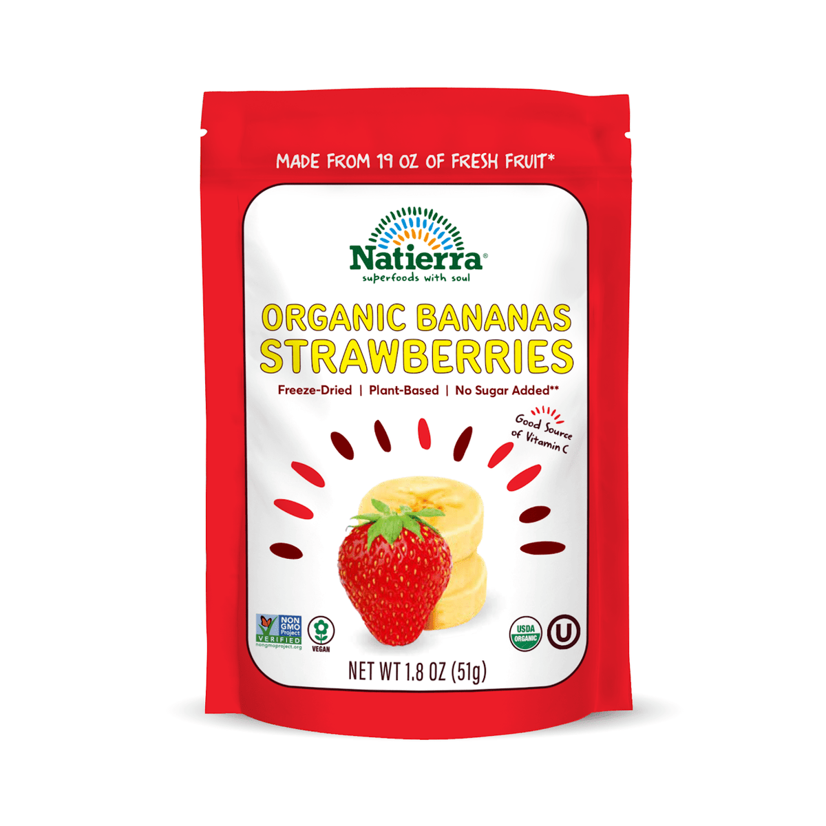 Natierra Freeze-Dried Bananas and Strawberries  bag
