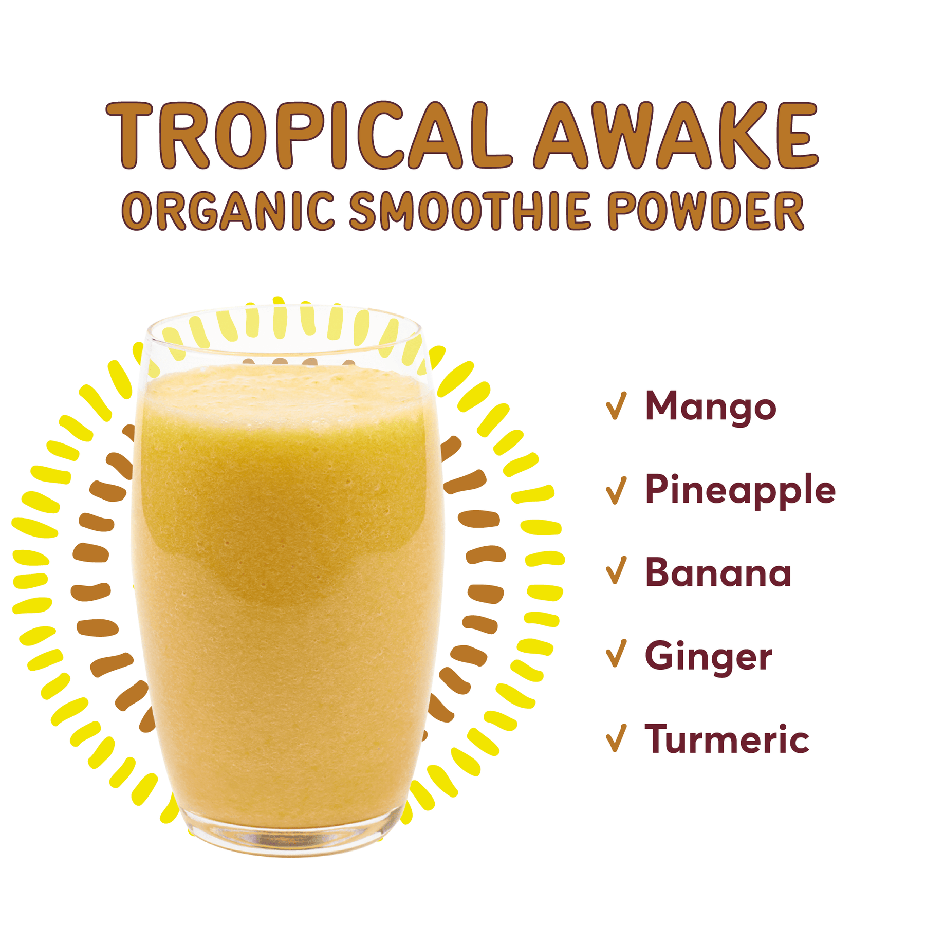Natierra Tropical Awake Organic Smoothie next to ingredients
