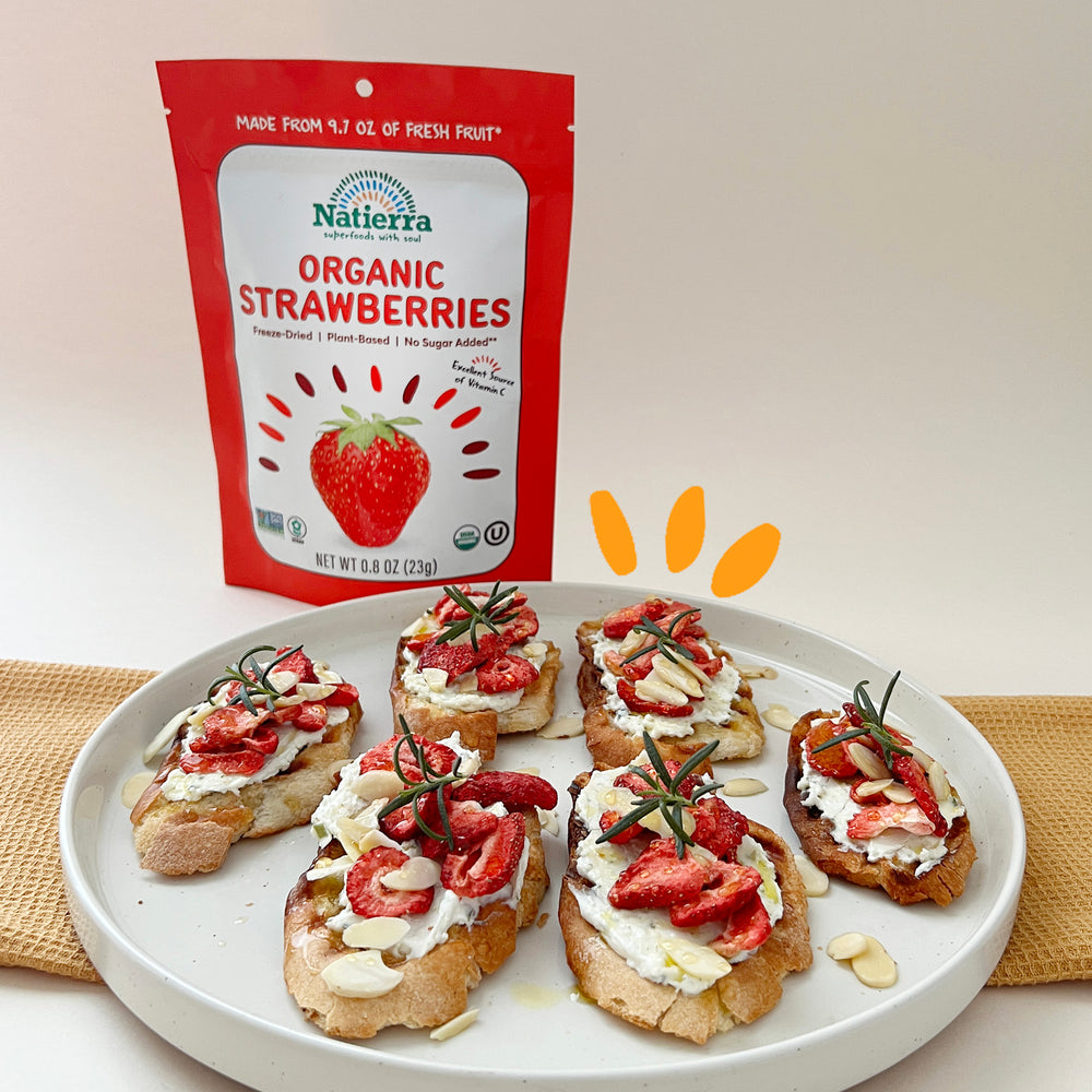 Freeze-Dried Strawberry and Goat Cheese Crostini