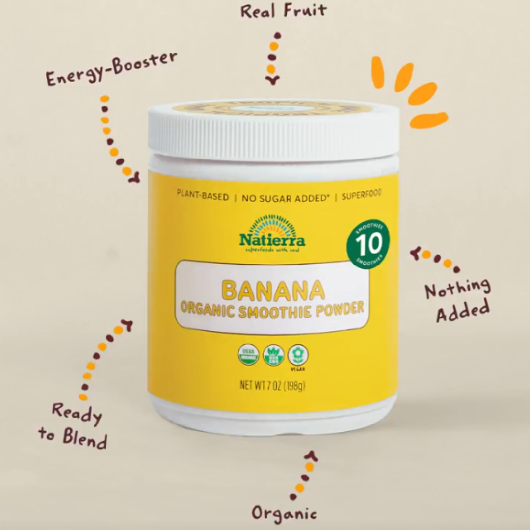 Banana organic smoothie powder jar