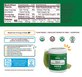 Nutritional Fact Panel Information of Kale Organic Smoothie thumbnail
