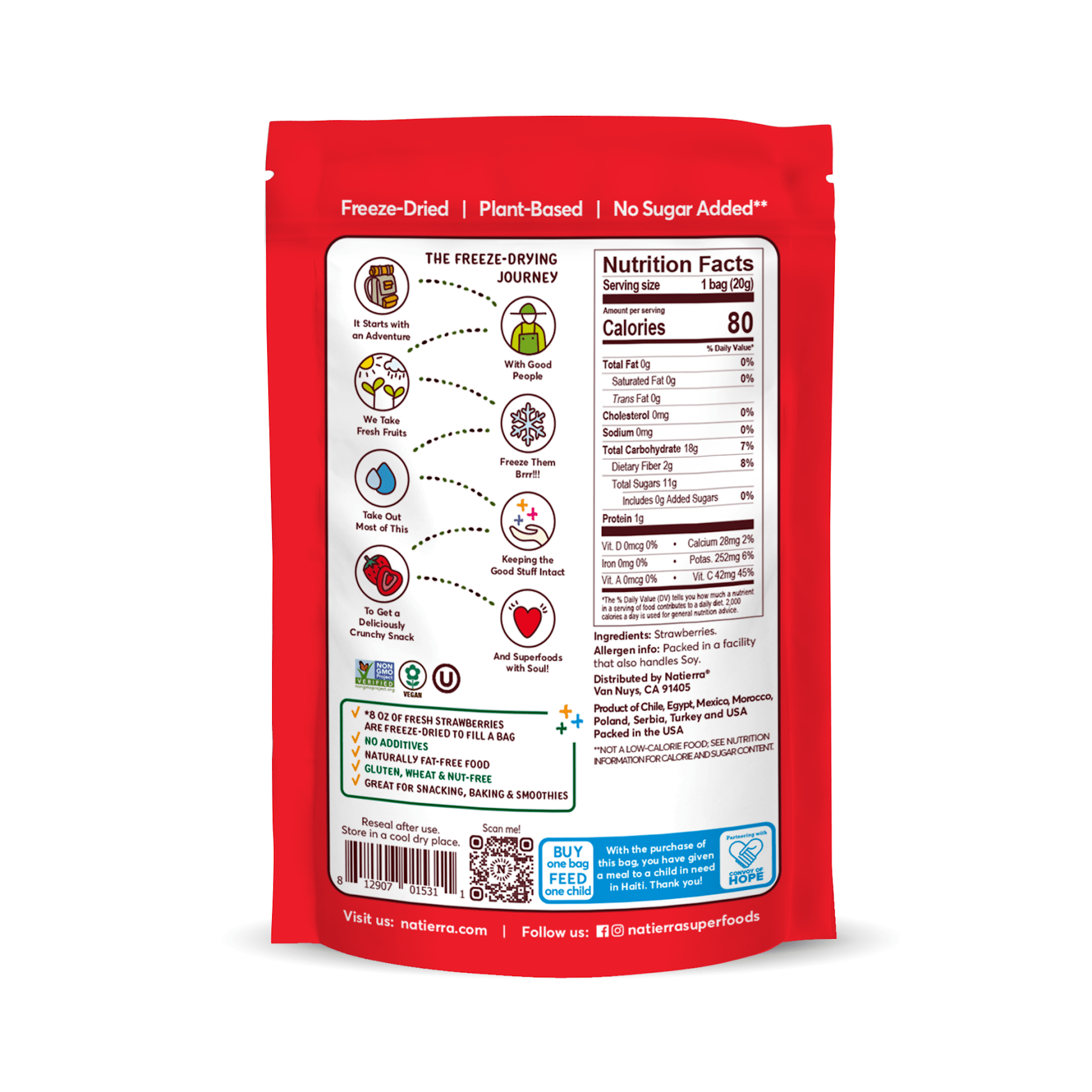 Natierra organic Freeze-Dried Strawberries nutritional facts