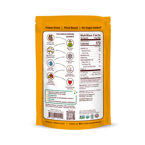 Natierra Organic Freeze-Dried Tropical Fruits bag with Nutrition facts, journey and main product claims thumbnail