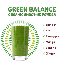 Natierra Green Balance Organic Smoothie next to ingredients