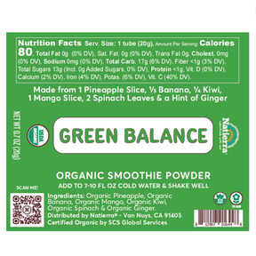 Natierra Green Balance Smoothie Powder nutrition facts thumbnail